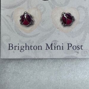 NWT Brighton Earrings Lady Bug Posts Red & Silver Earrings Vintage Never Worn